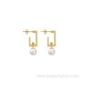 Trendy Stainless Steel 18k Gold Plated Earrings Rectangle